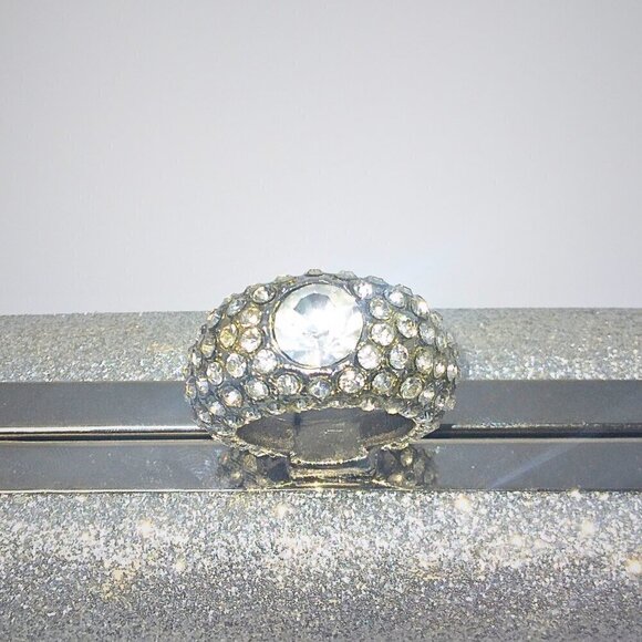 ICING SILVER GLITTER EVENING HANDBAG WITH RING FINGER CLOSURE - Picture 4 of 4